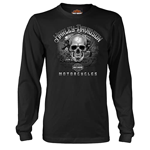 HARLEY-DAVIDSON Militär - Schwarzes grafisches Langarm-T-Shirt für Herren - USAG Wiesbaden | Live Engine, Schwarz, L von HARLEY-DAVIDSON