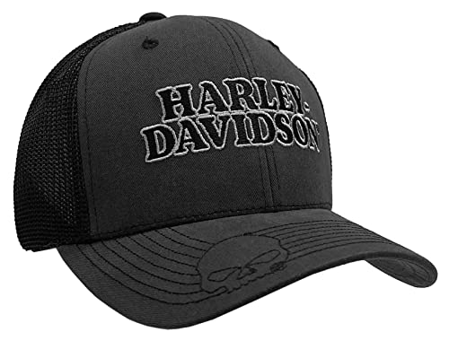 Harley-Davidson Herren Trucker-Kappe bestickt Totenkopf & H-D Text Mesh Schwarz, Schwarz, Einheitsgröße Harley-Davidson Herren Trucker-Kappe bestickt Totenkopf & H-D Text Mesh Schwarz, Schwarz, Einheitsgröße von HARLEY-DAVIDSON