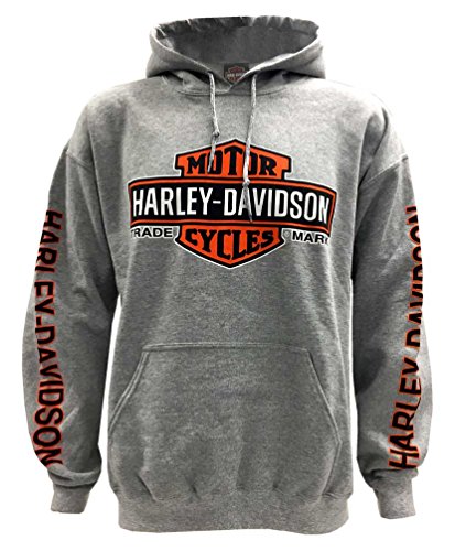 Harley-Davidson Men's Bar & Shield Logo Pullover Hooded Sweatshirt, Gray von HARLEY-DAVIDSON