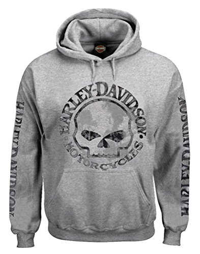 Harley-Davidson Men's Hooded Sweatshirt, Willie G Skull, Gray Hoodie 30296654 von HARLEY-DAVIDSON