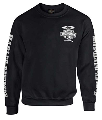 Harley-Davidson Men's Lightning Crest Fleece Pullover Sweatshirt, Black von HARLEY-DAVIDSON
