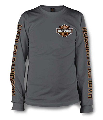 Harley-Davidson Men's Long Sleeve Orange Bar & Shield Grey Shirt 30291963 von Harley-Davidson
