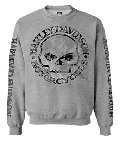 Harley-Davidson Men's Pullover Crew Sweatshirt H-D Willie G Skull Gray 30296655 von HARLEY-DAVIDSON