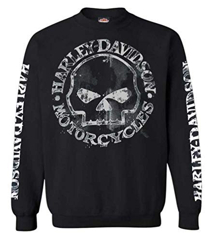 Harley-Davidson Men's Willie G Skull Sweatshirt, Black Crew Pullover 30296649 von Harley-Davidson