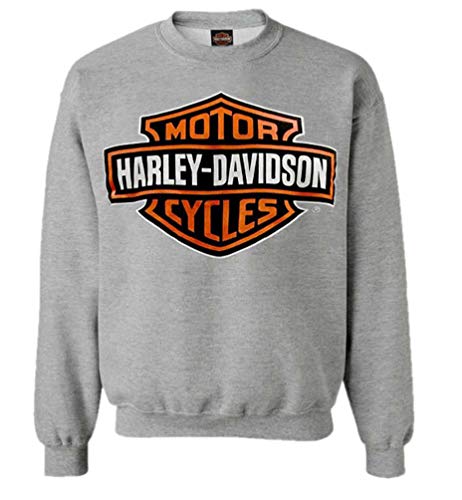 Harley-Davidson Mens Bar & Shield Long Sleeve Crew Neck Fleece Sweatshirt, Gray von Harley-Davidson