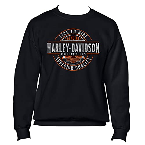 Harley-Davidson Military – Herren Schwarz Rundhals Grafik Pullover Fleece – Overseas Tour | All In, schwarz, XXX-Large von Harley-Davidson