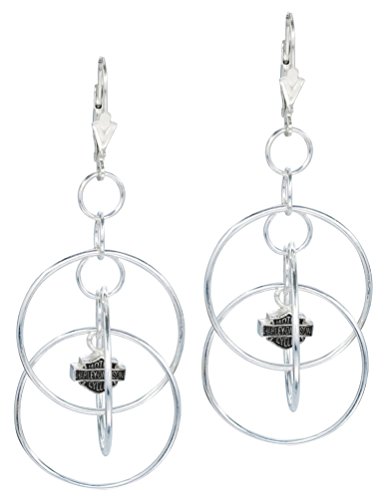 Harley-Davidson Women's Earrings, Multi Hoop Bar & Shield Dangle, Silver HDE0055 von HARLEY-DAVIDSON