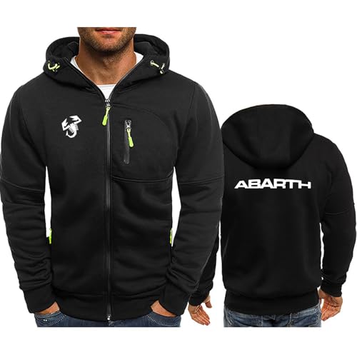 HARLSO Herren-Kapuzenpullover für ABA-RTH, langärmelige Jacke mit durchgehendem Reißverschluss, modisch, leicht, einfarbig, Kapuzenoberteil mit Taschen,Black-L von HARLSO