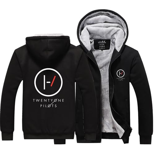 HARLSO Herren-Pullover, Thermo-Hoodie für 21 Piloten, Winter-Workout, Fleece-Hoodie mit durchgehendem Reißverschluss, Wolle, warme Dicke Mäntel, Oberbekleidung,D-L von HARLSO