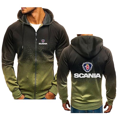 Herren-Jacken mit Reißverschluss, Hoodies für Scania, leichtes, langärmliges Kapuzen-Sweatshirt, Frühling und Herbst, Workout, Laufen, Fitnessstudio, Trainingsanzug,Green-L von HARLSO