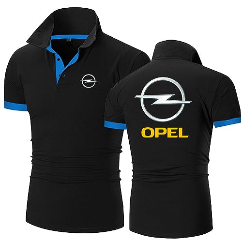 Herren Kurzarm-Polo-T-Shirts für OPel, leichtes, atmungsaktives Golf-Shirt, Sommer, Bequeme Freizeit-T-Shirts, sportliche, feuchtigkeitsableitende Tops,Black-XXL von HARLSO