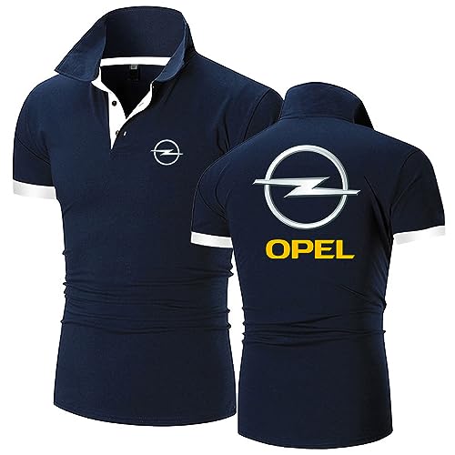 Herren Kurzarm-Polo-T-Shirts für OPel, leichtes, atmungsaktives Golf-Shirt, Sommer, Bequeme Freizeit-T-Shirts, sportliche, feuchtigkeitsableitende Tops,Blue-XXL von HARLSO