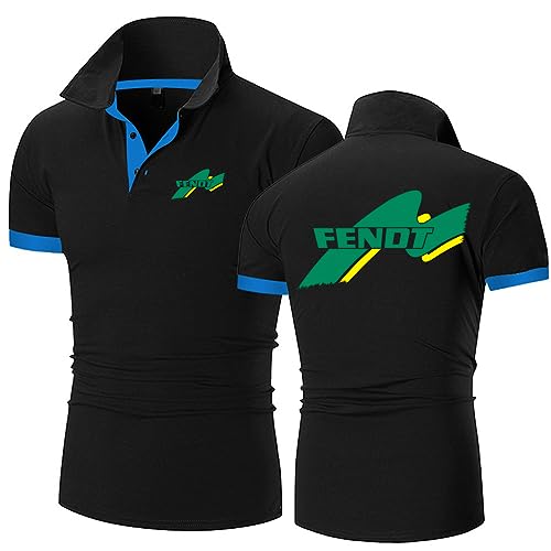 Herren-Poloshirts für FENDT, atmungsaktive Sommer-T-Shirts, kurzärmelige, feuchtigkeitsableitende, schnell trocknende T-Shirts, Freizeit-, Arbeits-, Golf- und Tennis-Tops,Black-XXL von HARLSO