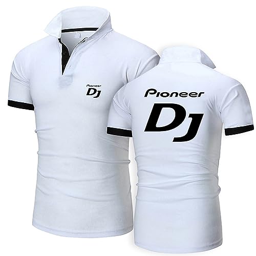 Kurzarm-Polo-T-Shirts für Herren für Pioneer DJ, schnell trocknende sportliche T-Shirts für Freizeit, Arbeit, Golf, Tennis, Workout, Poloshirts, Sport, Fitnessstudio,White-4XL von HARLSO