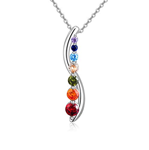 HARMONY BOLA 925 Sterling Silber Chakra Halskette Yoga Anhänger Chakra Halsketten Heilkristalle Anhänger Schmuck Geschenke für Frauen von HARMONY BOLA