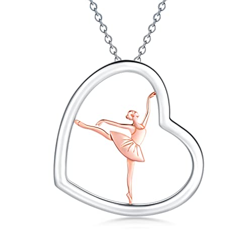 HARMONY BOLA Ballerina Necklace 925 Sterling Silver Heart Necklace Ballerina Dancer Dance Pendant Necklace Dance Jewelry Gifts for Women Teenage von HARMONY BOLA