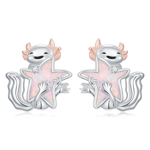 HARMONY BOLA Axolotl Seestern Ohrstecker 925er Sterlingsilber Opal Axolotl Schmuck Ozean Seestern Ohrringe Geschenk für Frauen Mütter von HARMONY BOLA