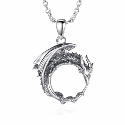 HARMONY BOLA Drachen Halskette 925er Sterlingsilber Western Drachen Anhänger Tierschmuck für Damen und Herren von HARMONY BOLA