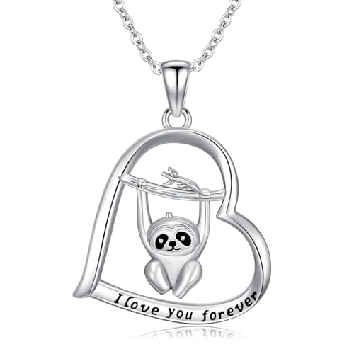 HARMONY BOLA Faultier Halskette 925 Sterlingsilber Faultier Anhänger Tier Schmuck Muttertags Geburtstagsgeschenke für Frauen von HARMONY BOLA