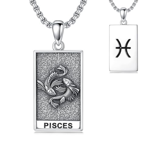 HARMONY BOLA Fische Halskette 925 Sterlingsilber Fische Anhänger Astrologie Horoskop Schmuck für Männer Frauen Geburtstagsgeschenke von HARMONY BOLA