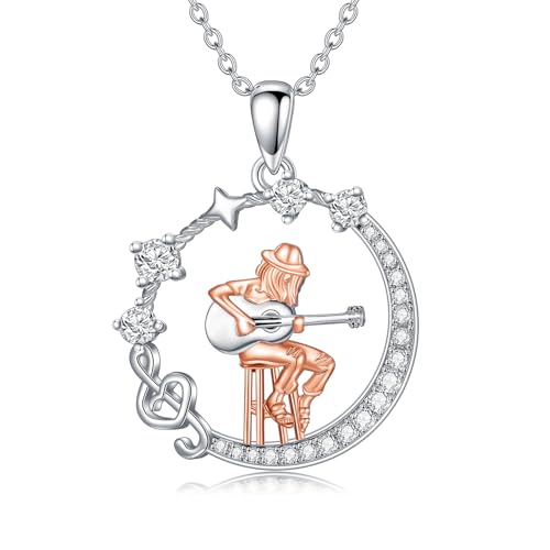 HARMONY BOLA Gitarren Halskette 925er Sterlingsilber Gitarrenanhänger Musikschmuck Geburtstagsgeschenke für Frauen Töchter von HARMONY BOLA