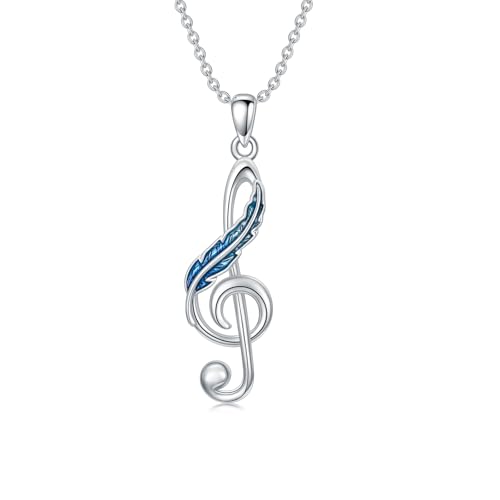 HARMONY BOLA Halskette mit Musiknote Sterlingsilber Feder Violinschlüssel Halskette Anhänger Musikschmuck für Damen HARMONY BOLA Halskette mit Musiknote Sterlingsilber Feder Violinschlüssel Halskette Anhänger Musikschmuck für Damen von HARMONY BOLA