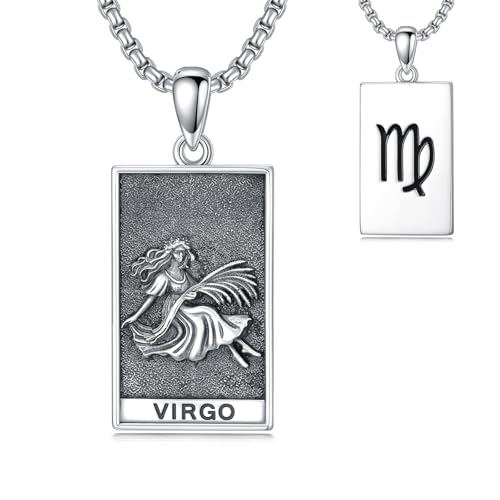 HARMONY BOLA Jungfrau Halskette 925 Sterlingsilber Jungfrau Anhänger Astrologie Horoskop Schmuck für Männer Frauen Geburtstagsgeschenke von HARMONY BOLA