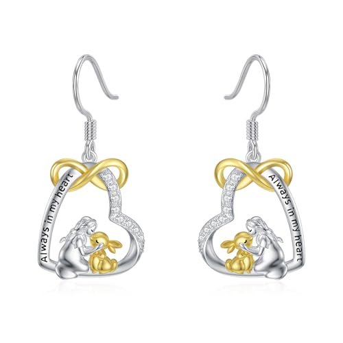 HARMONY BOLA Kaninchen Ohrringe 925 Sterlingsilber Herz Kaninchen Ohrhänger Hasenschmuck Geburtstags und Weihnachtsgeschenke für Frauen Mädchen von HARMONY BOLA