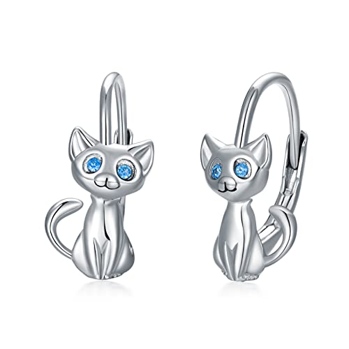 HARMONY BOLA Katzen Leverback Ohrringe für Damen 925 Sterling Silber Hypoallergene Katzen Schmuck Geburtstag Geschenke für Damen Mädchen von HARMONY BOLA