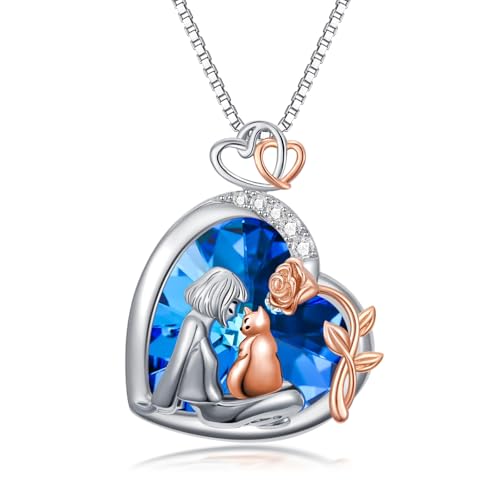 HARMONY BOLA Katzenhalskette 925er Sterlingsilber Katzenanhänger Tierkristallschmuck für Damen von HARMONY BOLA