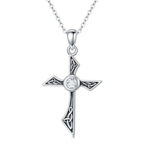 HARMONY BOLA Kreuz Halskette 925er Sterlingsilber keltischer Knoten Kruzifix Anhänger Kreuzschmuck für Frauen Mutter Ehefrau Freundin von HARMONY BOLA