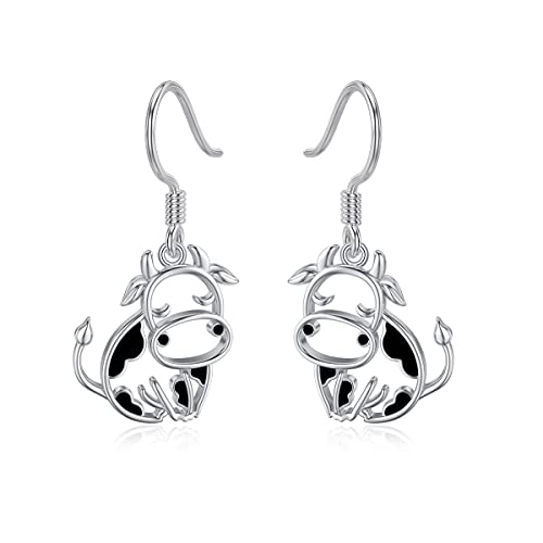 HARMONY BOLA Kuh Ohrringe 925 Sterlingsilber Kuh Tropfen Ohrringe Kuh Schmuck Muttertagsgeschenke für Frauen Kuhliebhaber von HARMONY BOLA