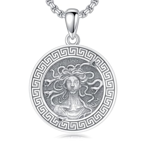 HARMONY BOLA Medusa Halskette 925 Sterlingsilber Medusa Schlangen Anhänger Griechische Göttin Halskette Amulett Schmuck für Männer Frauen Geburtstagsgeschenke von HARMONY BOLA