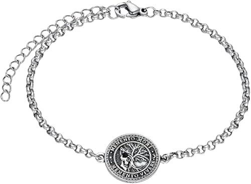 HARMONY BOLA Memento Mori Armband für Herren 925 Sterlingsilber Baum des Lebens Gothic Totenkopf Amulett Schmuck Geburtstagsgeschenke für den Vater von HARMONY BOLA