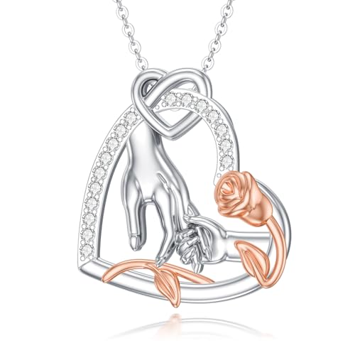 HARMONY BOLA Mam Halskette 925 Sterlingsilber Anhänger Mutter und Tochter/Sohn halten Hände Schmuck für Großmutter Mutter und Tochter Muttertagsgeschenk von HARMONY BOLA