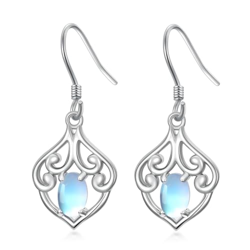 HARMONY BOLA Mondstein Ohrringe 925 Sterling Silber Hängeohrringe Mondstein Anhänger Schmuck Geschenke für Frauen Mütter von HARMONY BOLA