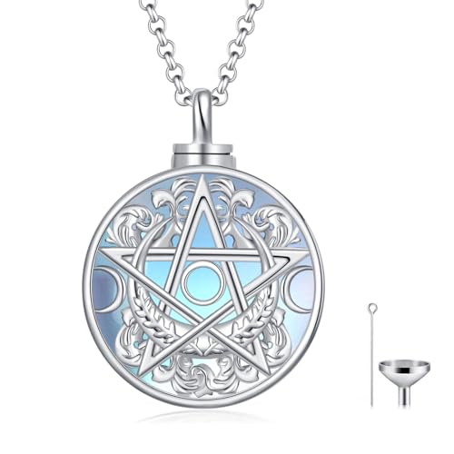 HARMONY BOLA Pentagramm Asche-Halskette 925er Sterlingsilber Pentagramm Urnen Halskette für Asche Dreifachmond Göttin Andenken Gedenkanhänger Hexen Einäscherungsschmuck für Asche für Frauen HARMONY BOLA Pentagramm Asche-Halskette 925er Sterlingsilber Pentagramm Urnen Halskette für Asche Dreifachmond Göttin Andenken Gedenkanhänger Hexen Einäscherungsschmuck für Asche für Frauen von HARMONY BOLA