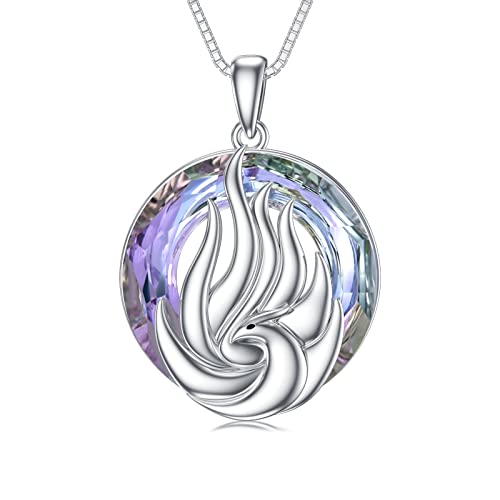 HARMONY BOLA Phoenix Halskette 925 Sterling Silber Feuervogel Kristall Anhänger Schmuck mit Kristall Nirvana von Phoenix Halsketten Geschenke für Frauen Mädchen von HARMONY BOLA