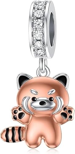 HARMONY BOLA Roter Panda Charm 925 Sterlingsilber Rosa Panda Perle für Armband Rötlicher Panda Schmuck Geburtstagsgeschenke für Frauen Mutter Tochter von HARMONY BOLA