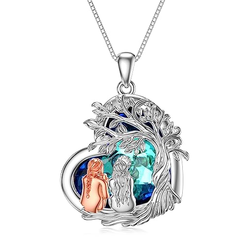 HARMONY BOLA Schwester Geschenke von Schwester Halskette aus Sterlingsilber mit Herz Kristall Freundschafts Anhänger Schmuck Muttertag Geburtstag Weihnachten Geschenke für Frauen Schwester Freunde von HARMONY BOLA