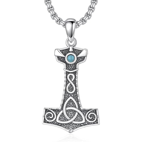 HARMONY BOLA Thors Hammer Halskette 925 Sterling Silber Wikinger Nordischer Anhänger Keltischer Unendlichkeitsschmuck Geschenk für Männer Vater von HARMONY BOLA