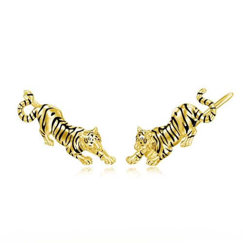 HARMONY BOLA Tiger Ohrringe 925 Sterlingsilber Vergoldet Tiger Krabbel Ohrringe Schmuck für Frauen Geburtstagsgeschenke von HARMONY BOLA