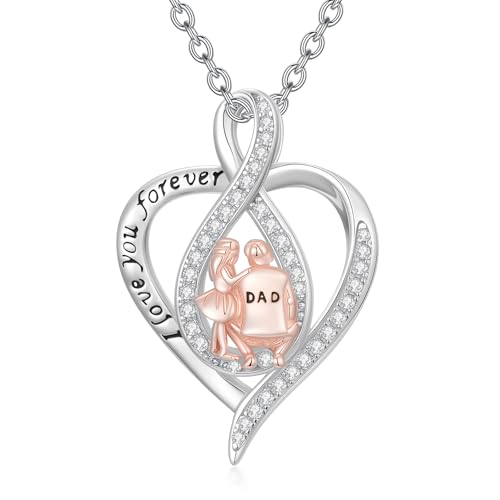 HARMONY BOLA Vater Tochter Halskette 925er Sterlingsilber Tochter Halskette Vom Vater Unendlichkeits Herz Anhänger Vatertagsschmuck für Frauen von HARMONY BOLA