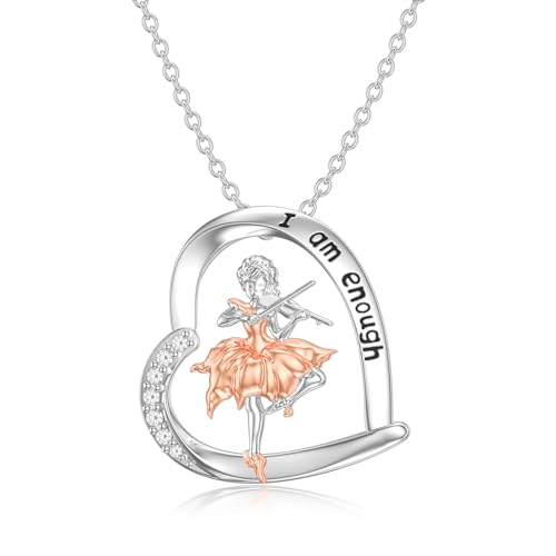 HARMONY BOLA Violin Halskette 925 Sterlingsilber Geiger Anhänger Musik Schmuck Geburtstagsgeschenke für Frauen Töchter von HARMONY BOLA