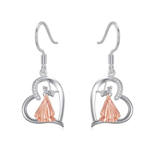 HARMONY BOLA Violin Ohrringe 925 Sterlingsilber Herz Violine Baumelnde Ohrringe Musikschmuck für Frauen Geburtstagsgeschenke für Violinistinnen von HARMONY BOLA
