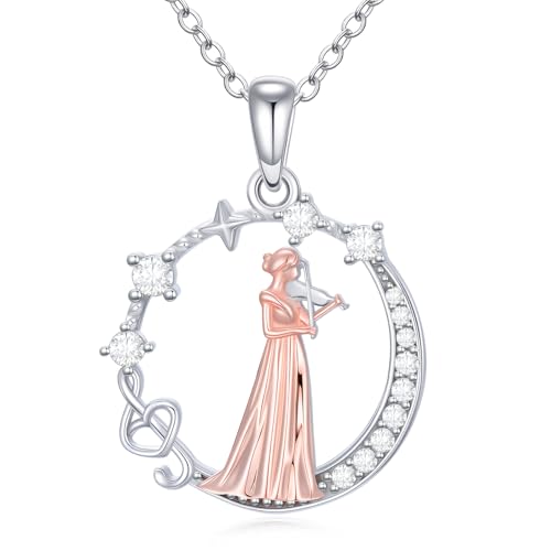 HARMONY BOLA Violinen Halskette 925 Sterlingsilber Musiknote Violinen Anhänger Musikschmuck für Frauen Musikliebhaber Geburtstag von HARMONY BOLA