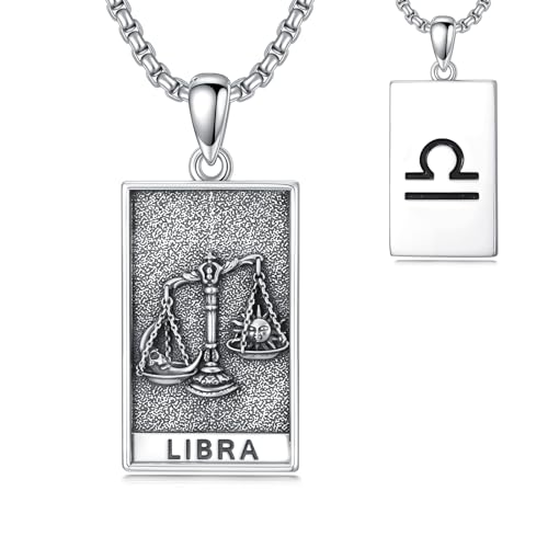 HARMONY BOLA Waage Halskette 925 Sterlingsilber Waage Anhänger Astrologie Horoskop Schmuck für Männer Frauen Geburtstagsgeschenke von HARMONY BOLA