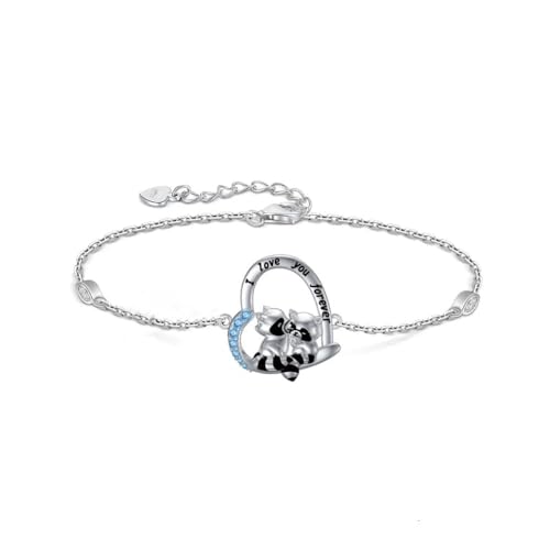 HARMONY BOLA Waschbär Armband 925 Sterlingsilber Herz Waschbär Armband Tierschmuck für Frauen Mama Geburtstagsgeschenke von HARMONY BOLA