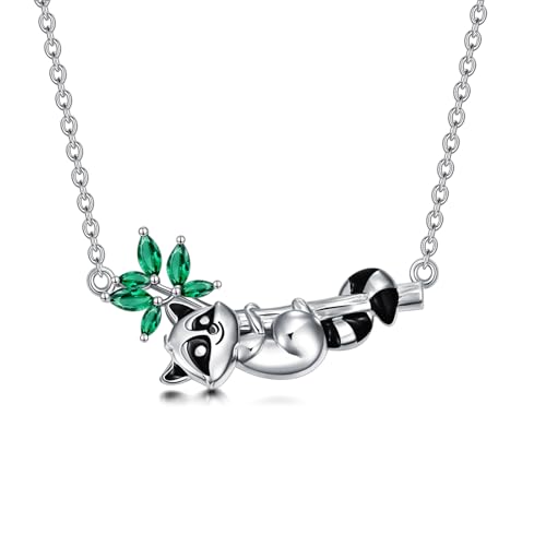 HARMONY BOLA Waschbär Halskette 925 Sterlingsilber süßer Waschbär Anhänger Tierschmuck für Frauen Geburtstagsgeschenke von HARMONY BOLA