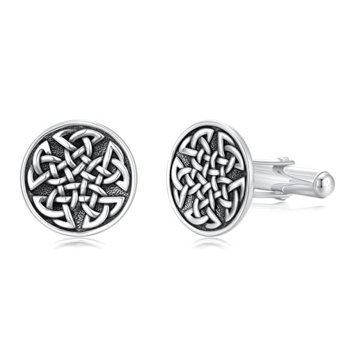 HARMONY BOLA Wikinger Manschettenknöpfe mit Keltischem Knoten 925er Sterlingsilber Herren Manschettenknöpfe mit Wikingermotiv für Männer Ehemann Vater Freund von HARMONY BOLA